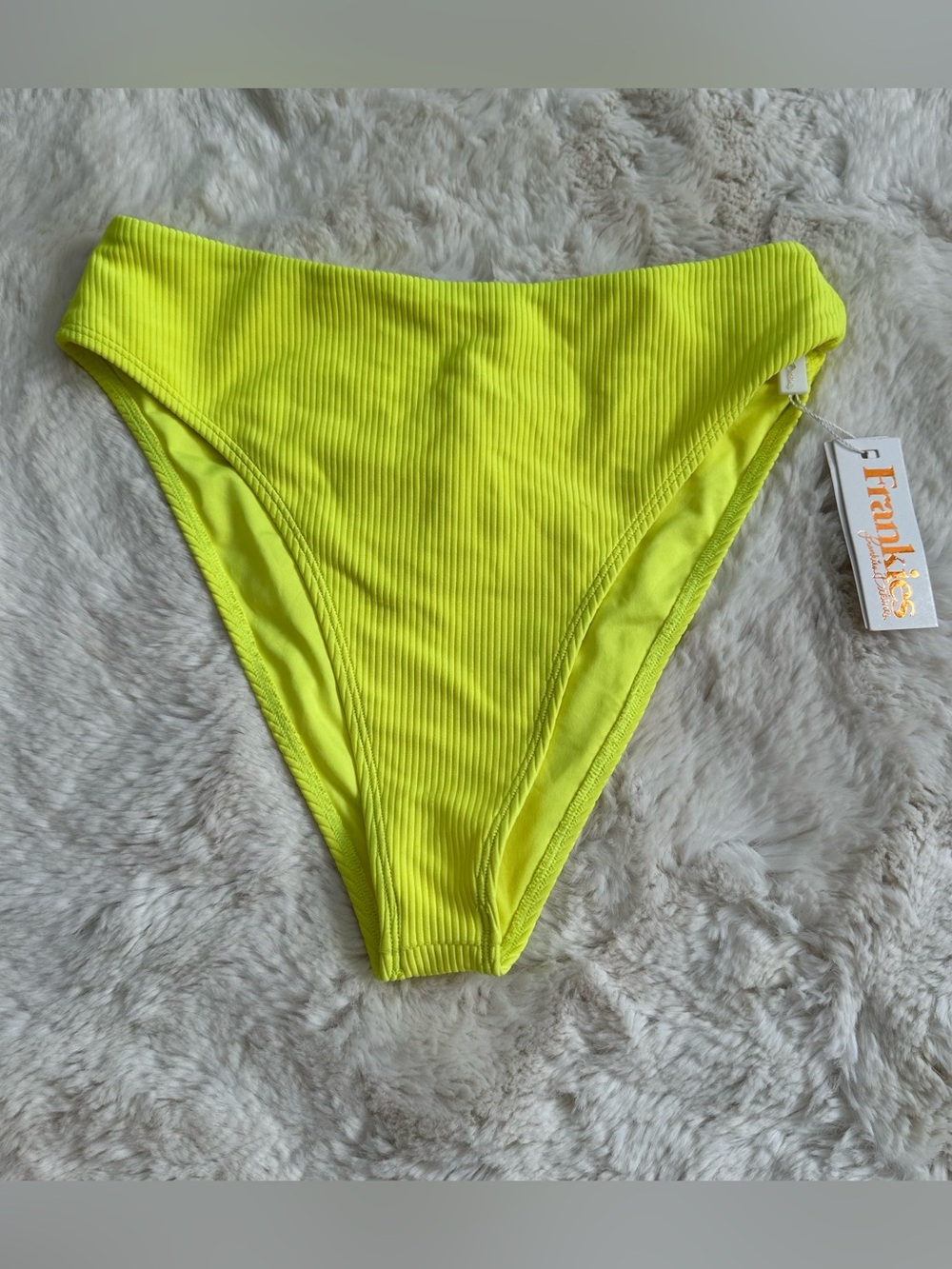 NWT Frankie's Bikinis Bright Neon Yellow High-Cut Jenna Bikini Bottoms
